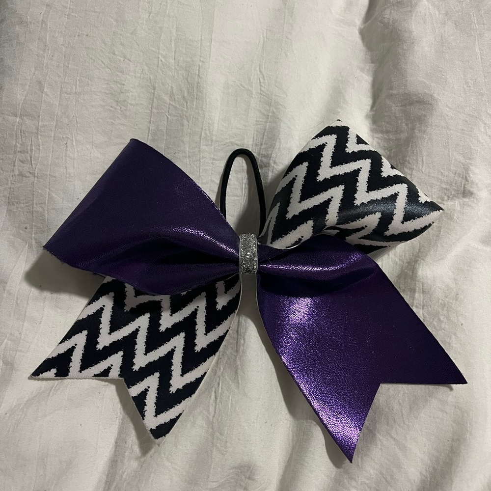 Purple and Black Chevron Cheer Bow